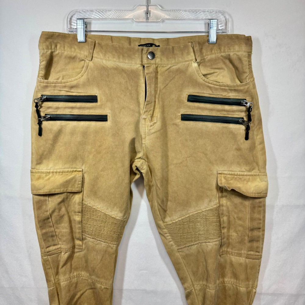 American Stitch Moto Cargo Pants Zipper‎ Pockets Ruched Bottoms XL